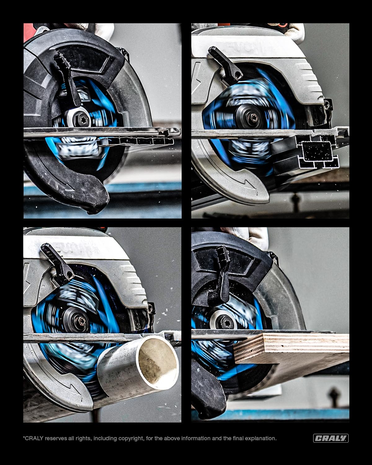 CRALY 6-1/2 Inch 54 Teeth Aluminum and Non-Ferrous Metal Cutting Circular Saw Blade, 5/8 Inch Arbor, Carbide Tipped, Thin Kerf, Black Ice Coating, for Thin Aluminum, Plastic, Composite(C0654AL)